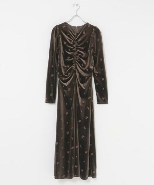 KBF / ケービーエフ ワンピース | ベロアシャーリングドレス | 詳細7