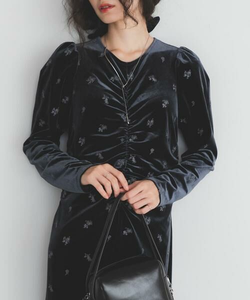 KBF / ケービーエフ ワンピース | ベロアシャーリングドレス | 詳細22