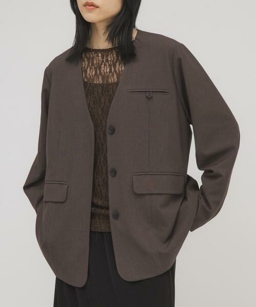 KBF / ケービーエフ ノーカラージャケット | ノーカラーデザインジャケット | 詳細1