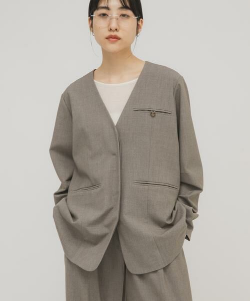 KBF / ケービーエフ ノーカラージャケット | ノーカラーデザインジャケット | 詳細11