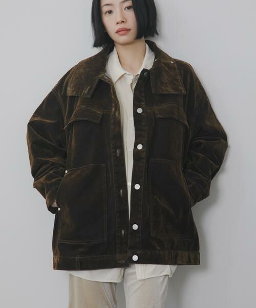 KBF / ケービーエフ ブルゾン | ハイネックデニムブルゾン（ブラウン）