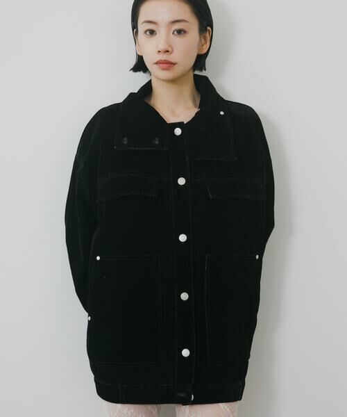 KBF / ケービーエフ ブルゾン | ハイネックデニムブルゾン（ブラック）