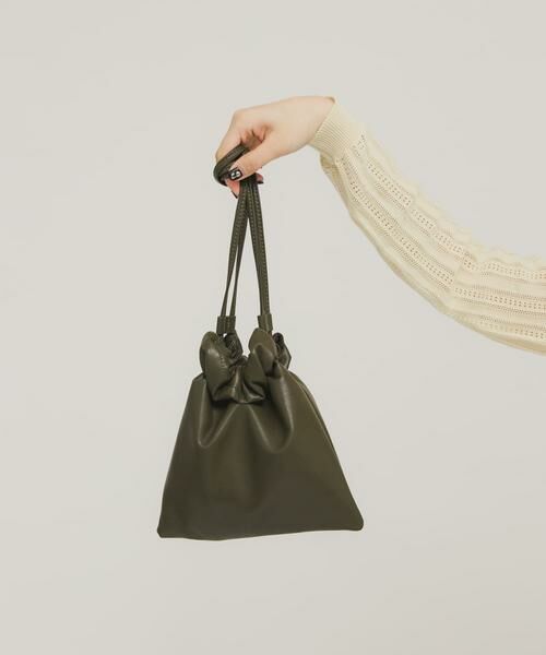 KBF / ケービーエフ ショルダーバッグ | ギャザーデザインミニBAG（カーキ）