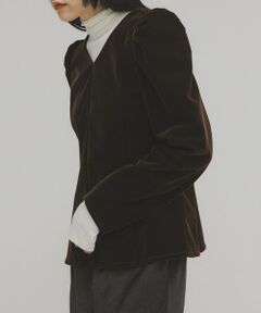 KBF / ケービーエフ シャツ・ブラウス | パフスリーブベロアブラウス