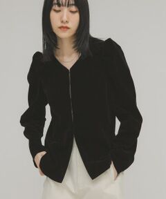 KBF / ケービーエフ シャツ・ブラウス | パフスリーブベロアブラウス