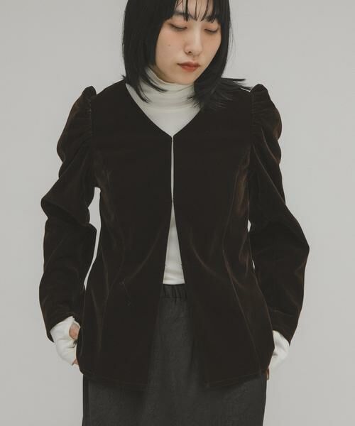 KBF / ケービーエフ シャツ・ブラウス | パフスリーブベロアブラウス | 詳細2