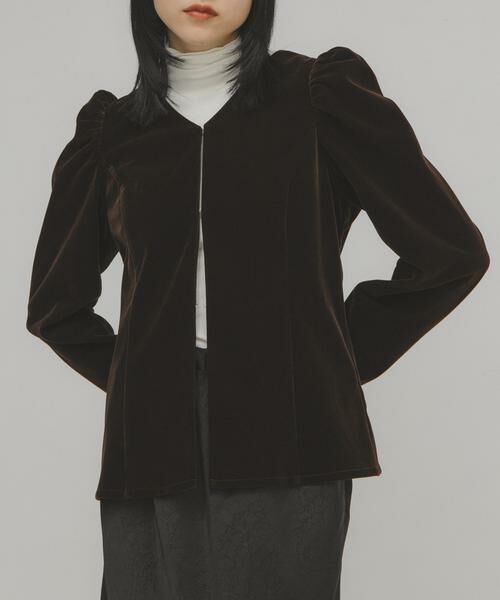 KBF / ケービーエフ シャツ・ブラウス | パフスリーブベロアブラウス | 詳細3