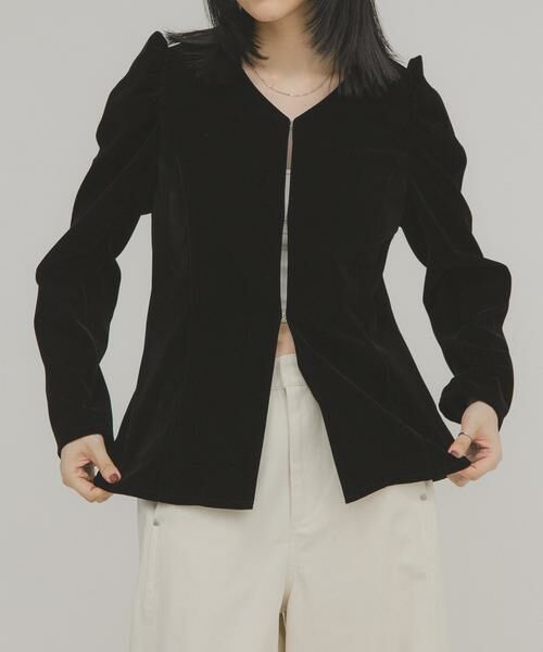 KBF / ケービーエフ シャツ・ブラウス | パフスリーブベロアブラウス | 詳細10