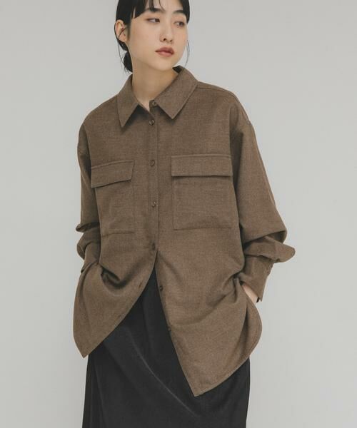 KBF / ケービーエフ シャツ・ブラウス | ウールMIXルーズシャツ | 詳細1