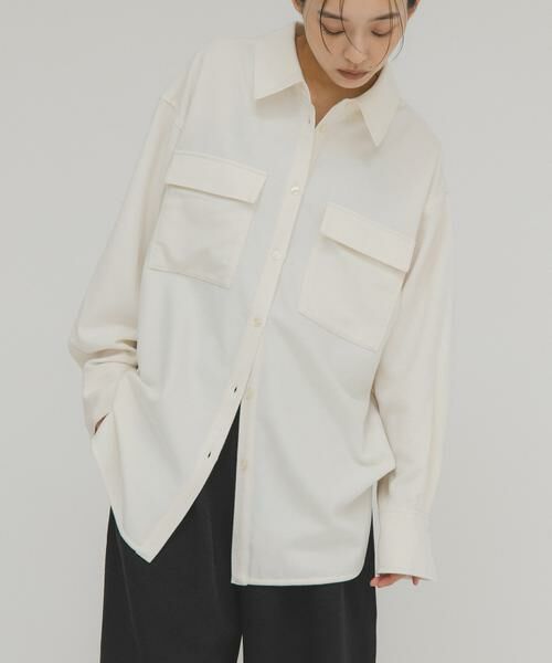 KBF / ケービーエフ シャツ・ブラウス | ウールMIXルーズシャツ | 詳細11