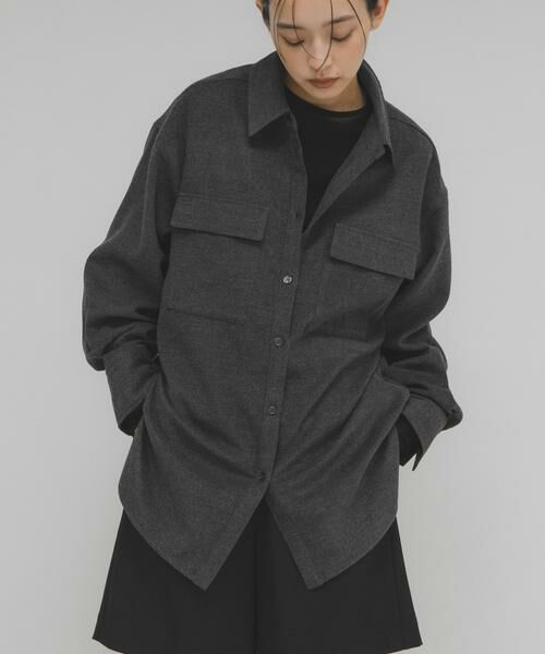 KBF / ケービーエフ シャツ・ブラウス | ウールMIXルーズシャツ | 詳細18