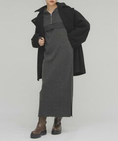 KBF / ケービーエフ ワンピース | ハーフZIPレイヤードニットワンピース