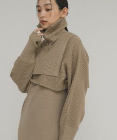 KBF / ケービーエフ ワンピース | ハーフZIPレイヤードニットワンピース