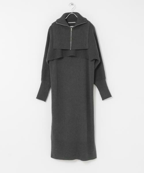 KBF / ケービーエフ ワンピース | ハーフZIPレイヤードニットワンピース | 詳細6