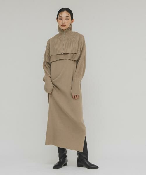 KBF / ケービーエフ ワンピース | ハーフZIPレイヤードニットワンピース | 詳細16