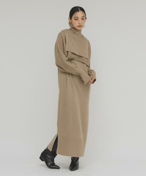 KBF / ケービーエフ ワンピース | ハーフZIPレイヤードニットワンピース | 詳細17