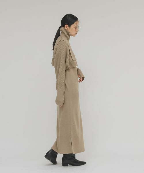 KBF / ケービーエフ ワンピース | ハーフZIPレイヤードニットワンピース | 詳細18
