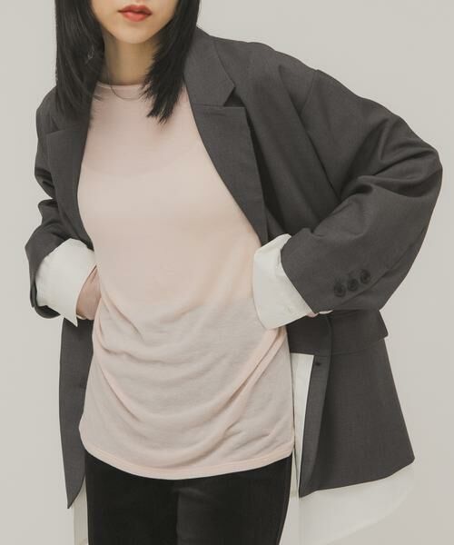 KBF / ケービーエフ Tシャツ | タックドレープロンTEE（ピンク）