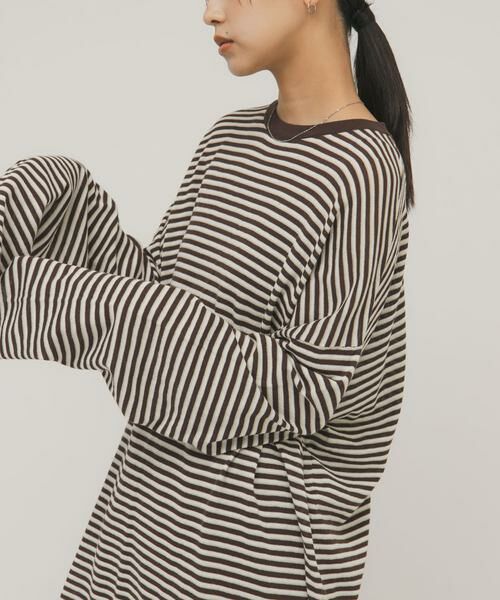 KBF / ケービーエフ ニット・セーター | シアーボーダールーズニット | 詳細9