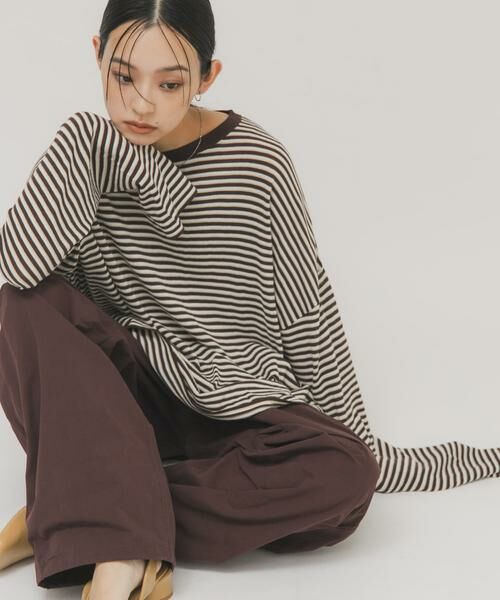 KBF / ケービーエフ ニット・セーター | シアーボーダールーズニット | 詳細12