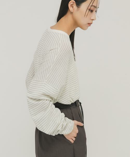 KBF / ケービーエフ ニット・セーター | シアーボーダールーズニット | 詳細23