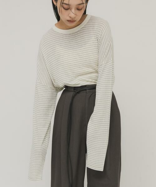 KBF / ケービーエフ ニット・セーター | シアーボーダールーズニット | 詳細25