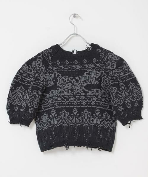 KBF / ケービーエフ ニット・セーター | ジャガードハーフスリーブニット | 詳細12
