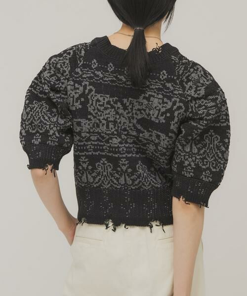 KBF / ケービーエフ ニット・セーター | ジャガードハーフスリーブニット | 詳細4