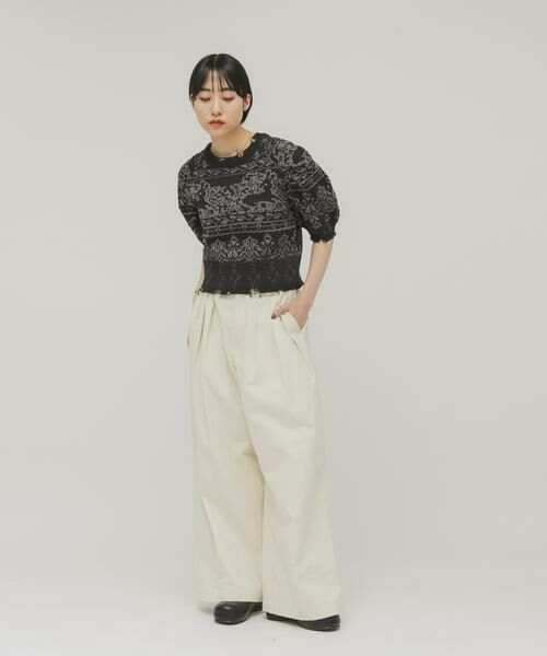 KBF / ケービーエフ ニット・セーター | ジャガードハーフスリーブニット | 詳細5