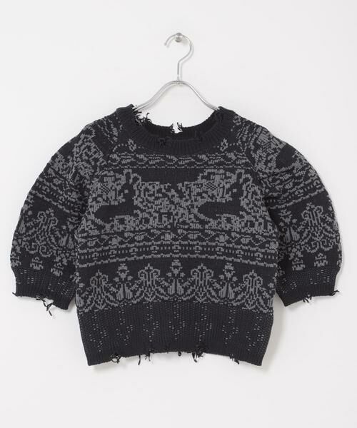 KBF / ケービーエフ ニット・セーター | ジャガードハーフスリーブニット | 詳細8