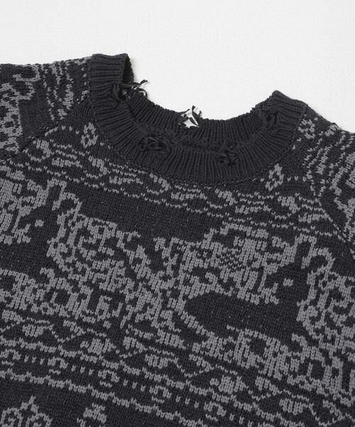 KBF / ケービーエフ ニット・セーター | ジャガードハーフスリーブニット | 詳細9
