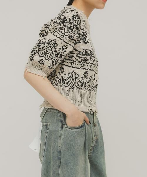 KBF / ケービーエフ ニット・セーター | ジャガードハーフスリーブニット | 詳細20