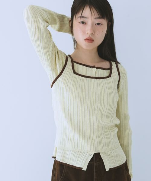 KBF / ケービーエフ ニット・セーター | 2WAYタンクトップSETカーディガン（グリーン系その他）