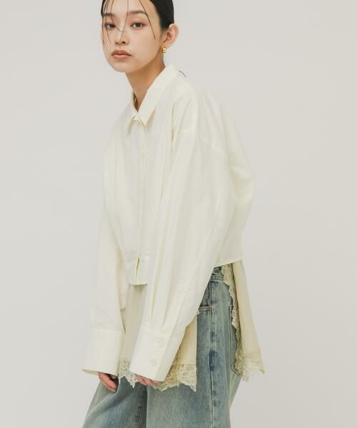 KBF / ケービーエフ シャツ・ブラウス | タックヘムクロップドシャツ | 詳細11