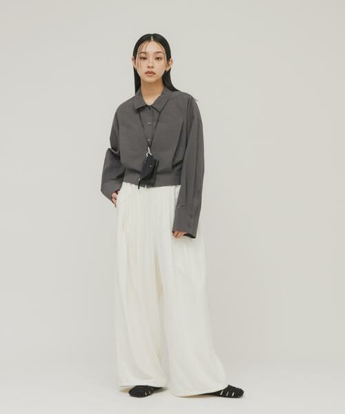 KBF / ケービーエフ シャツ・ブラウス | タックヘムクロップドシャツ | 詳細21