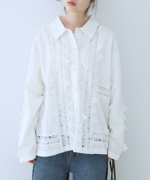 KBF / ケービーエフ シャツ・ブラウス | ヴィンテージライクレースシャツ | 詳細12