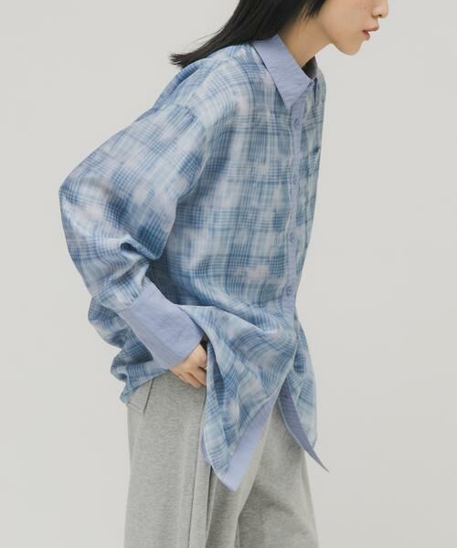 KBF / ケービーエフ シャツ・ブラウス | シアーチェックレイヤードシャツ | 詳細2