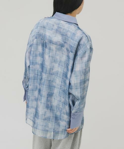 KBF / ケービーエフ シャツ・ブラウス | シアーチェックレイヤードシャツ | 詳細3