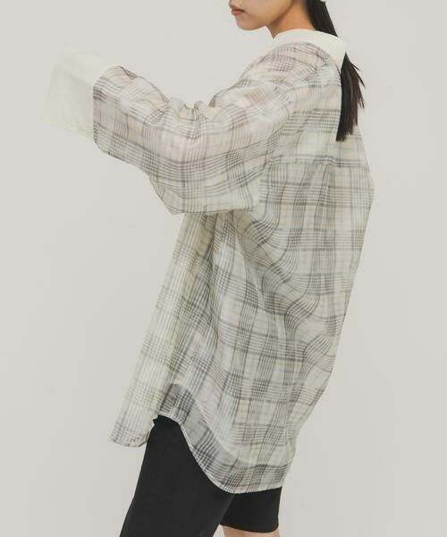 KBF / ケービーエフ シャツ・ブラウス | シアーチェックレイヤードシャツ | 詳細14