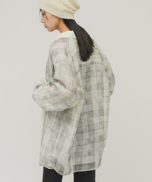 KBF / ケービーエフ シャツ・ブラウス | シアーチェックレイヤードシャツ | 詳細16