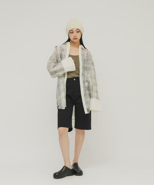 KBF / ケービーエフ シャツ・ブラウス | シアーチェックレイヤードシャツ | 詳細17