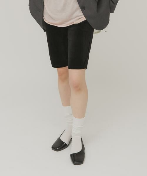 KBF / ケービーエフ ショート・ハーフ・半端丈パンツ | ベロアサイクルパンツ（ブラック）