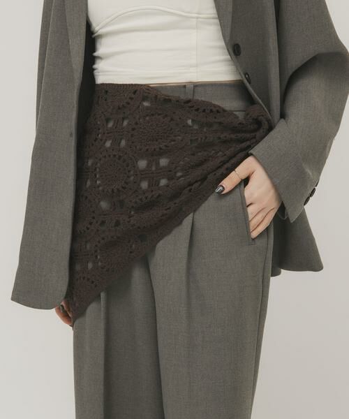 KBF / ケービーエフ バンダナ・スカーフ | トライアングルクロシェスカーフ（ダークブラウン）