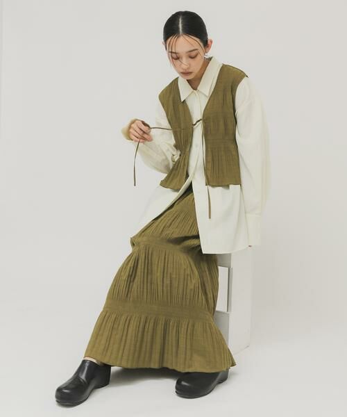 KBF / ケービーエフ セットアップ | マジョリカプリーツベストSETスカート | 詳細6