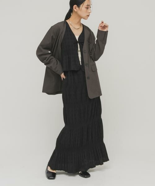 KBF / ケービーエフ セットアップ | マジョリカプリーツベストSETスカート（ブラック）