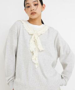 KBF / ケービーエフ Tシャツ | レースフリルワッフルプルオーバー