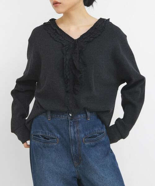 KBF / ケービーエフ Tシャツ | レースフリルワッフルプルオーバー | 詳細1