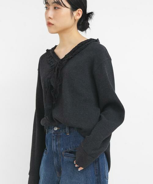 KBF / ケービーエフ Tシャツ | レースフリルワッフルプルオーバー | 詳細2