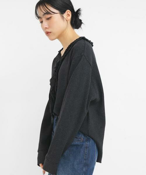 KBF / ケービーエフ Tシャツ | レースフリルワッフルプルオーバー | 詳細3