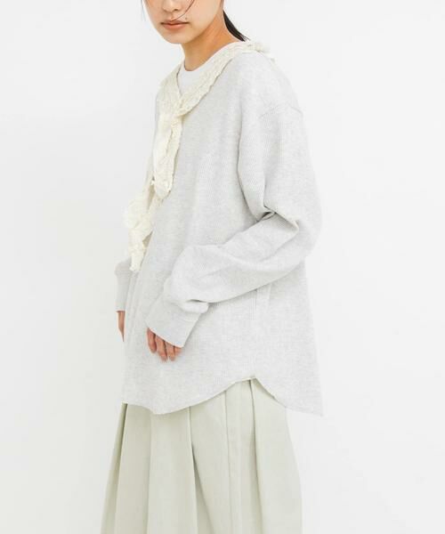 KBF / ケービーエフ Tシャツ | レースフリルワッフルプルオーバー | 詳細14